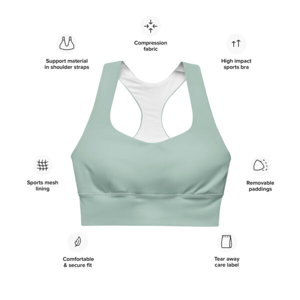 Longline Coastal Sage Sports Bra - Recycled Compression
