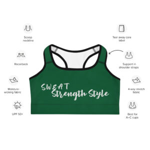 Women’s Moisture-Wicking Green Sports Bra with Support – Scoop Neck Racerback for Yoga, Gym, and Running - Image 2
