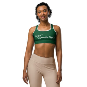 Women’s Moisture-Wicking Green Sports Bra with Support – Scoop Neck Racerback for Yoga, Gym, and Running - Image 6