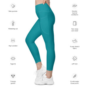 Eastern Blue Legging with Pockets – Recycled High-Waist - Image 2