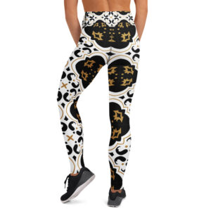 Artistic Baroque Tile Yoga Legging – White & Gold - Image 2