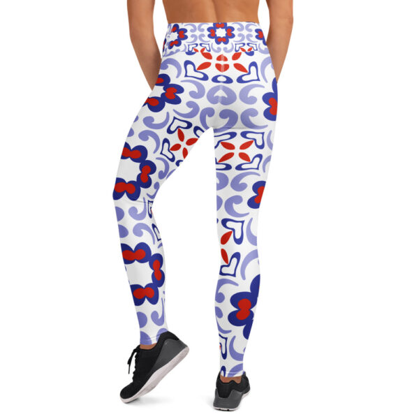 Artistic Baroque Tile Yoga Legging – Blue & Red