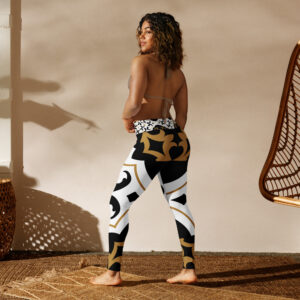 Artistic Baroque Tile Yoga Legging – White & Gold - Image 11