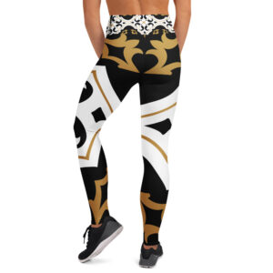 Artistic Baroque Tile Yoga Legging – White & Gold - Image 30