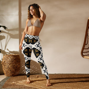 Artistic Baroque Tile Yoga Legging – White & Gold - Image 7