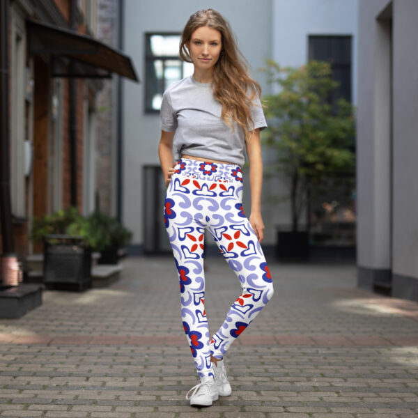 Artistic Baroque Tile Yoga Legging – Blue & Red