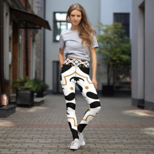 Artistic Baroque Tile Yoga Legging – White & Gold - Image 16