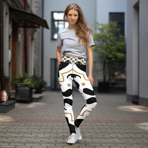 Artistic Baroque Tile Yoga Legging – White & Gold
