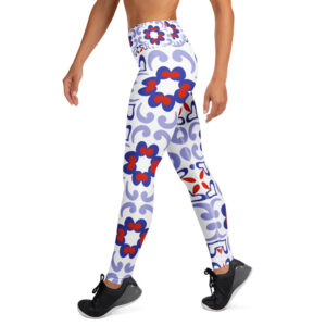 Artistic Baroque Tile Yoga Legging – Blue & Red - Image 9