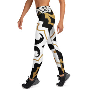 Artistic Baroque Tile Yoga Legging – White & Gold - Image 18