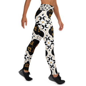 Artistic Baroque Tile Yoga Legging – White & Gold