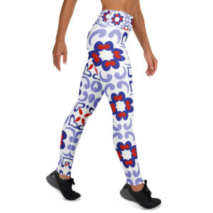 Artistic Baroque Tile Yoga Legging – Blue & Red - Image 11