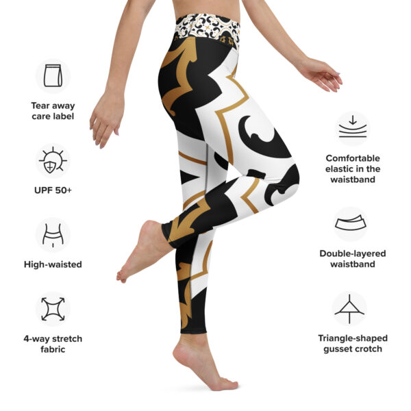 Artistic Baroque Tile Yoga Legging – White & Gold