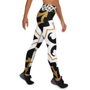 Artistic Baroque Tile Yoga Legging – White & Gold - Image 20